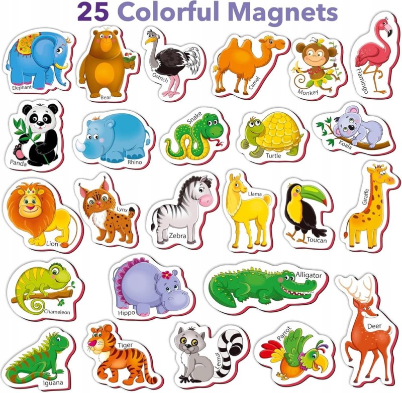 Piankowe magnesy na lodówkę dla dzieci, 25 szt. j. angielski, Little World