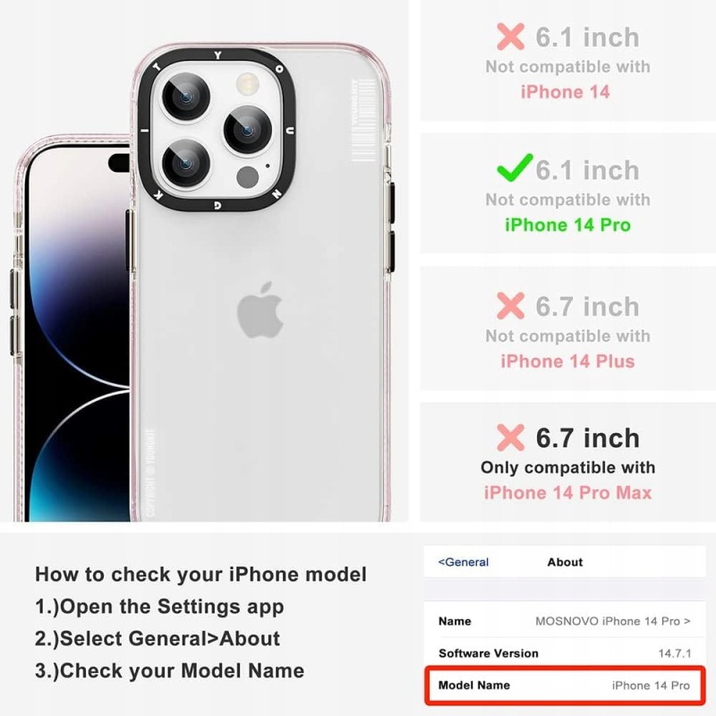 Etui na iPhone'a 14 Pro, półprzezroczyste matowe, różowe - Youngkit