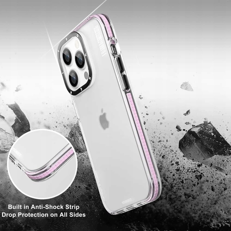 Etui na iPhone'a 14 Pro, półprzezroczyste matowe, różowe - Youngkit
