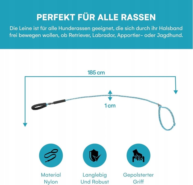 Regulowana smycz dla psa, Pull Stop, 1,8 m, komfortowa, niebieska- Happilax