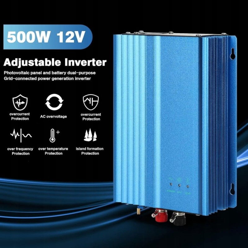 Inwerter solarny, Falownik DeWin 500W MPPT – do paneli PV, 12V DC / 220V AC