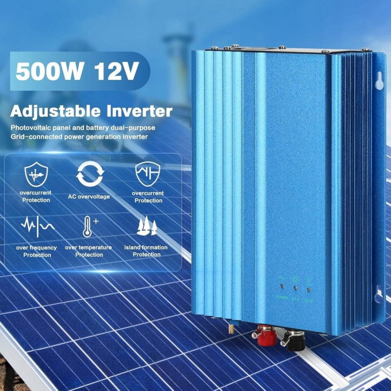 Inwerter solarny, Falownik DeWin 500W MPPT – do paneli PV, 12V DC / 220V AC