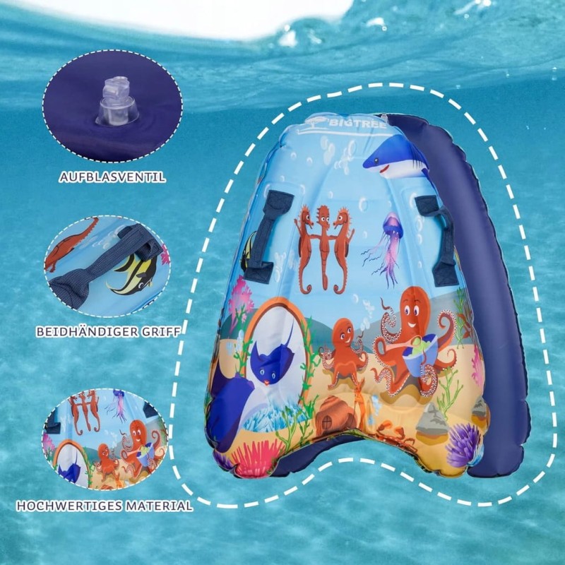 Nadmuchiwana deska, bodyboard z uchwytami, 75 x 52 x 15, morski - Bigtree