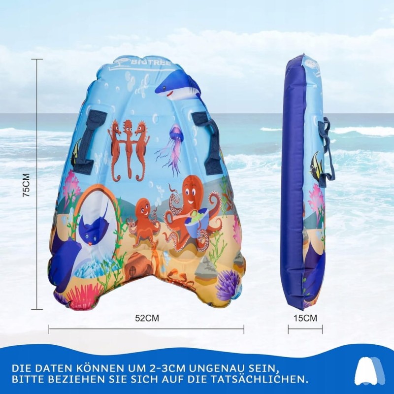 Nadmuchiwana deska, bodyboard z uchwytami, 75 x 52 x 15, morski - Bigtree