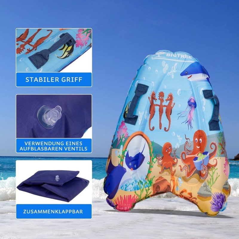 Nadmuchiwana deska, bodyboard z uchwytami, 75 x 52 x 15, morski - Bigtree