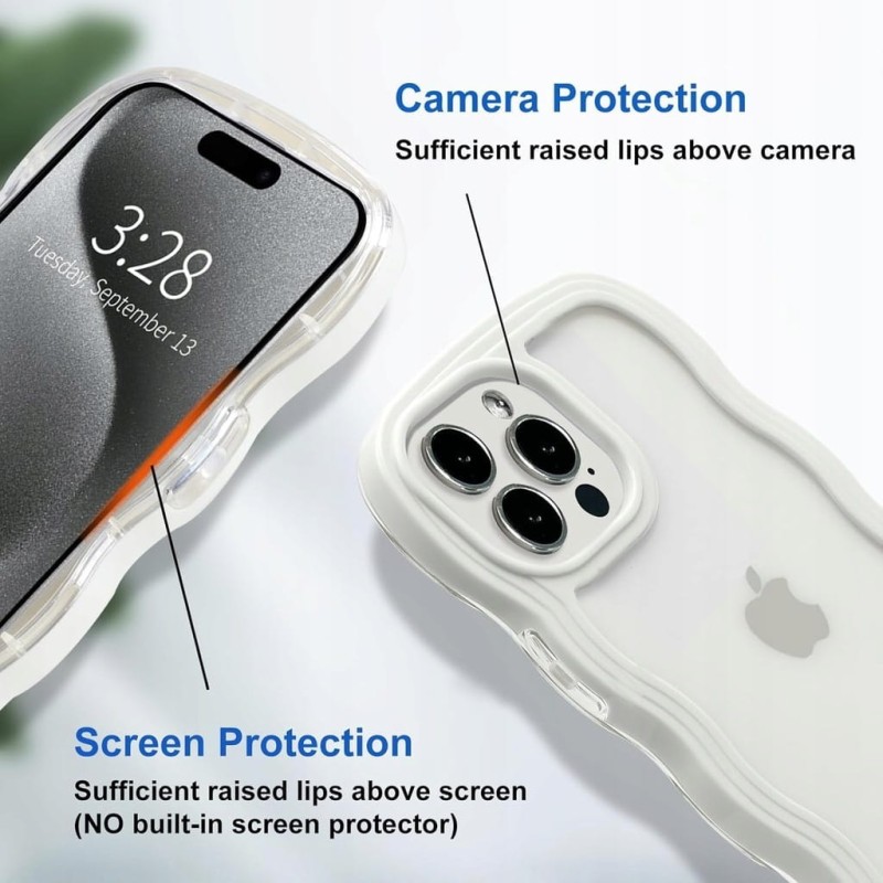 Plecki, Etui do iPhone 14 Pro Max, białe, falowane brzegi - Alymiya