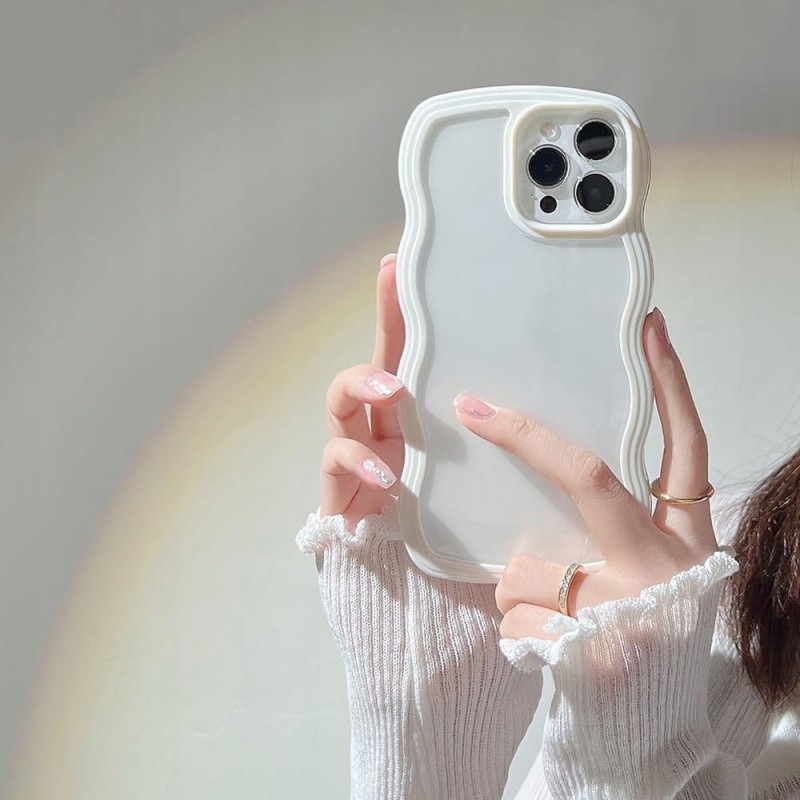 Plecki, Etui do iPhone 12 Pro Max, białe, falowane brzegi - Alymiya