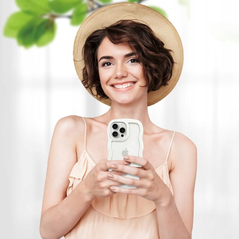 Plecki, Etui do iPhone 12 Pro Max, białe, falowane brzegi - Alymiya