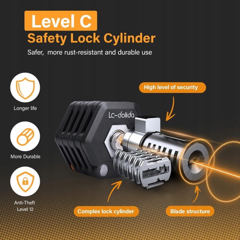 Składana blokada rowerowa ze stali stopowej, 85 cm, z uchwytem, LC-Dolida