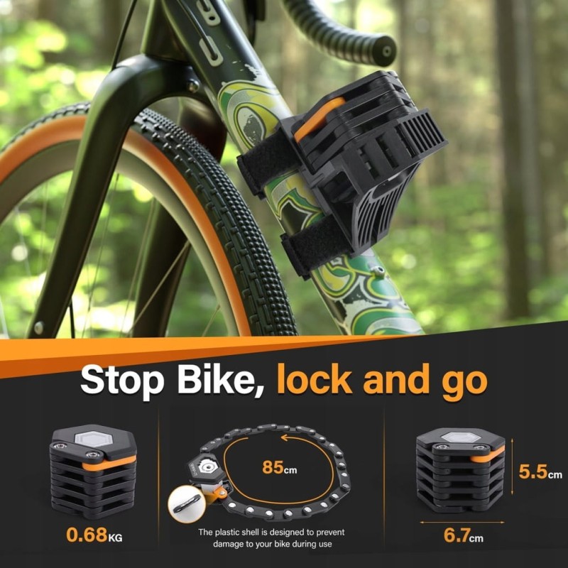 Składana blokada rowerowa ze stali stopowej, 85 cm, z uchwytem, LC-Dolida