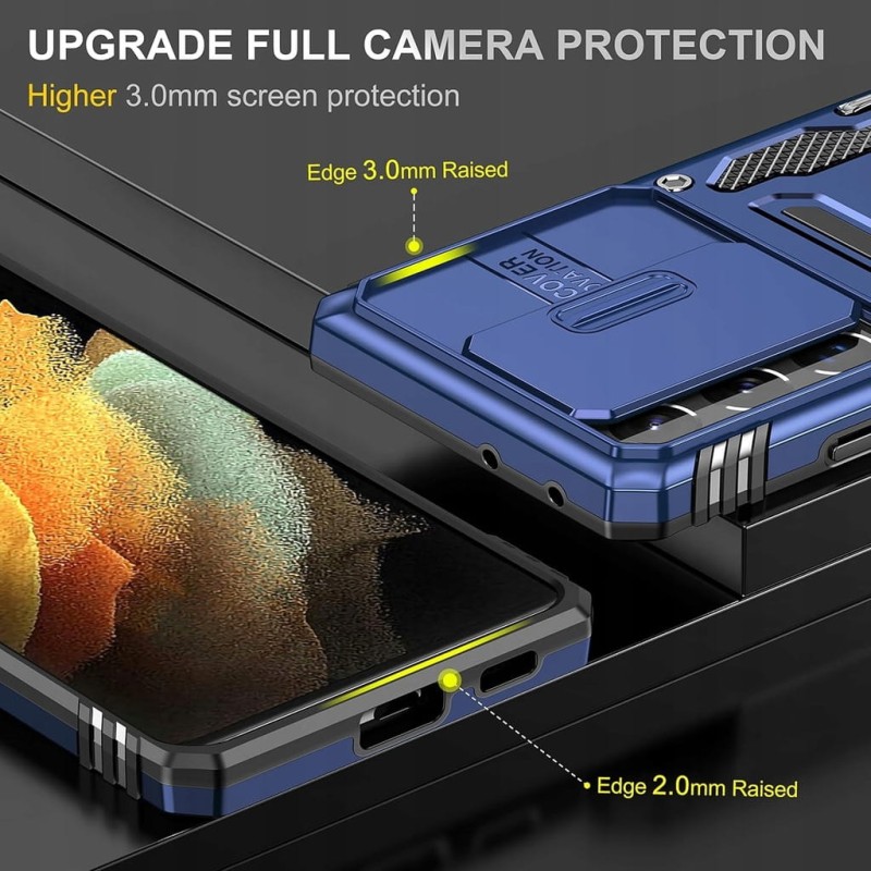 Etui do Samsung Galaxy S21 Ultra, 2 folie na ekran, uchwyt na palec- YmhxcY