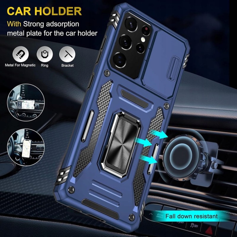 Etui do Samsung Galaxy S21 Ultra, 2 folie na ekran, uchwyt na palec- YmhxcY