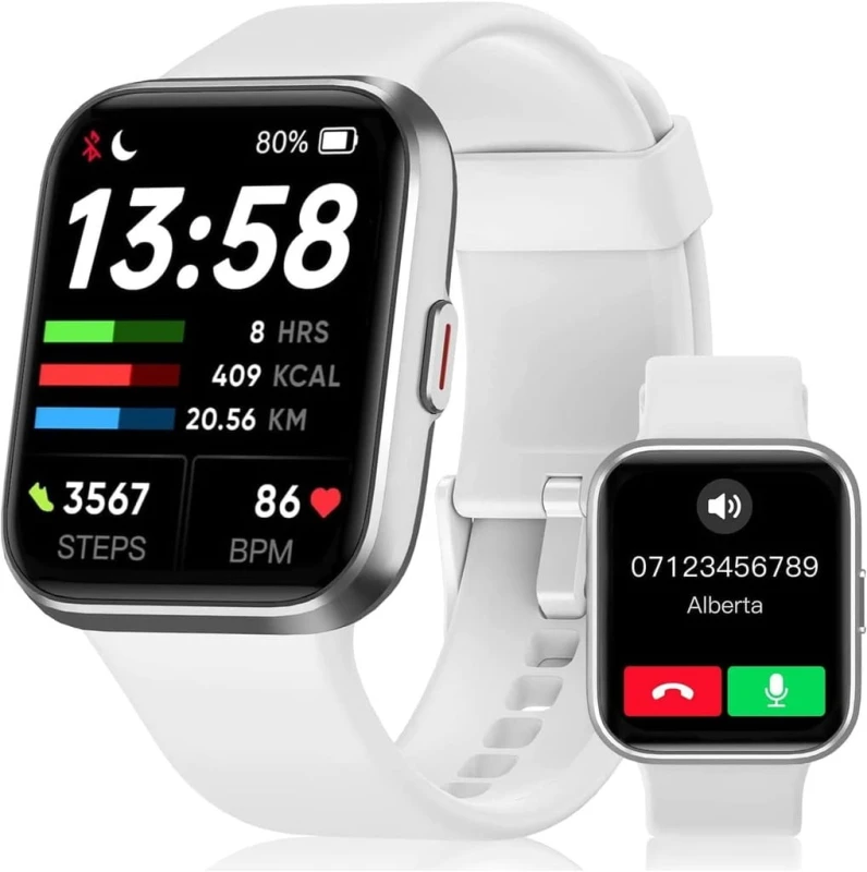 Smartwatch z funkcją rozmów 1,8" srebrno biały, SpO2, Fitness Tracker- AeaC
