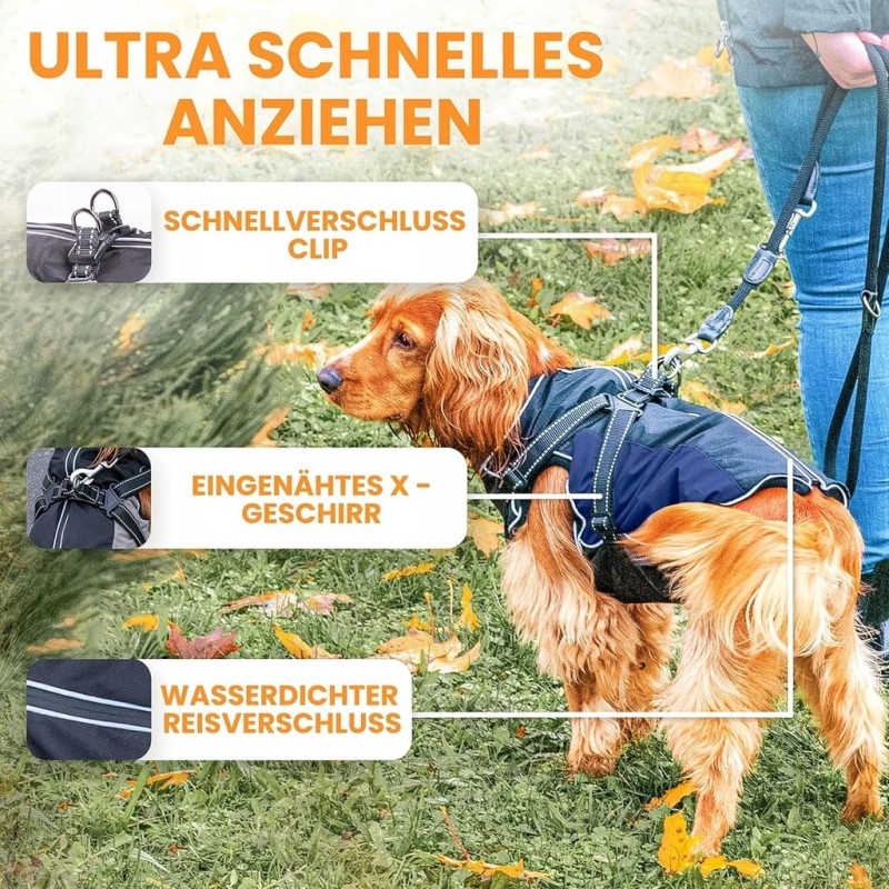 Tierhood termiczna kurteczka przeciwdeszczowa dla psa, niebieska M