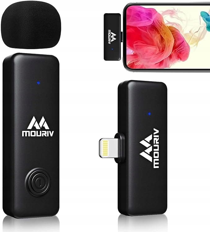 MOURIV MiniMic DI – bezprzewodowy mikrofon krawatowy do iPhone 2.4 GHz 50 m