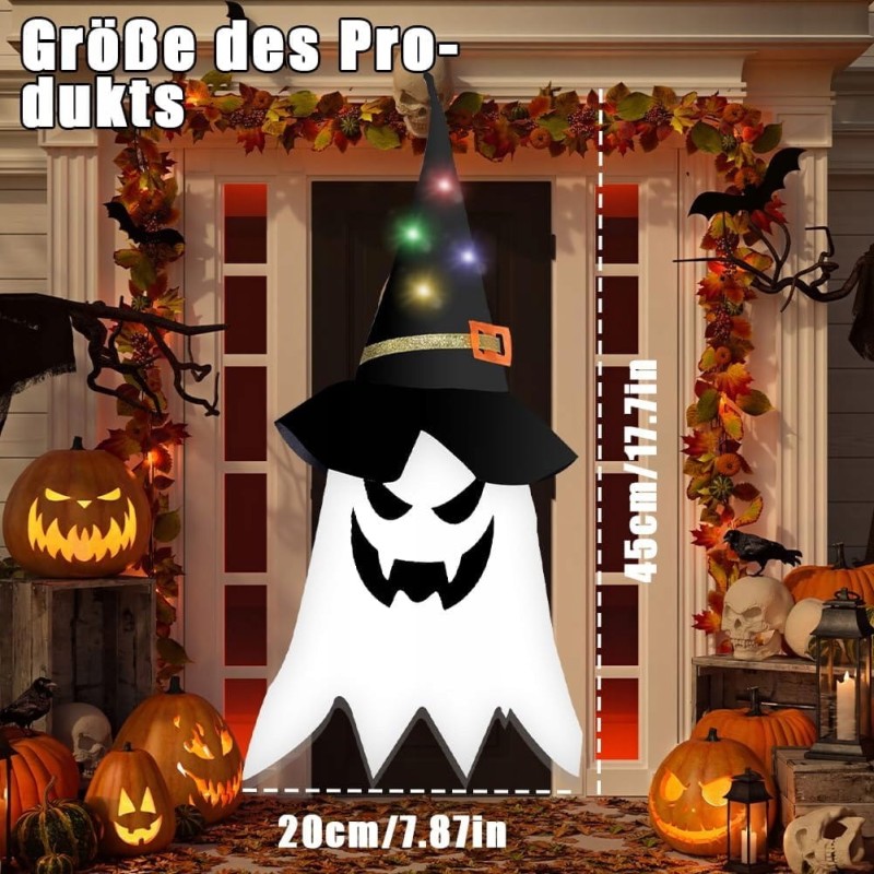 Abnaok Zestaw 5 wiszących duchów LED – dekoracja Halloween