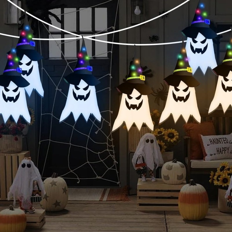 Abnaok Zestaw 5 wiszących duchów LED – dekoracja Halloween