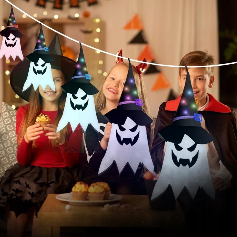 Abnaok Zestaw 5 wiszących duchów LED – dekoracja Halloween