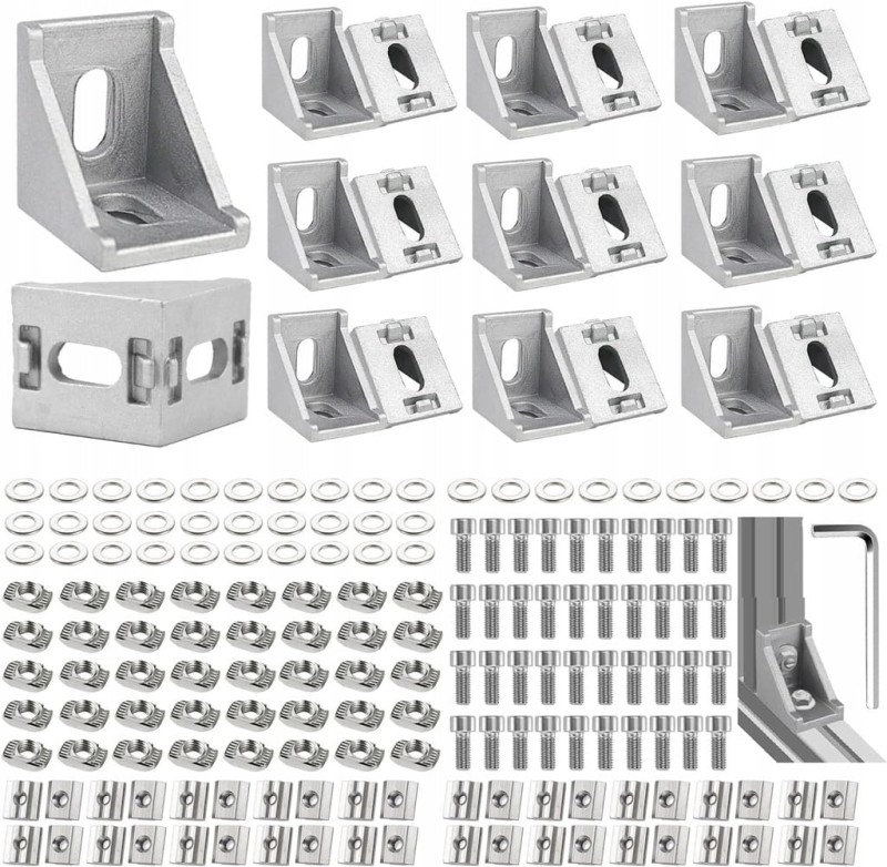 Aluminiowy uchwyt narożny 20x20 mm do profili 2020 – zestaw montażowy- Giak