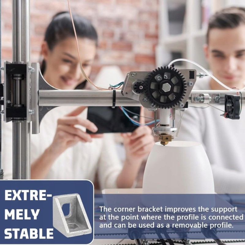 Aluminiowy uchwyt narożny 20x20 mm do profili 2020 – zestaw montażowy- Giak