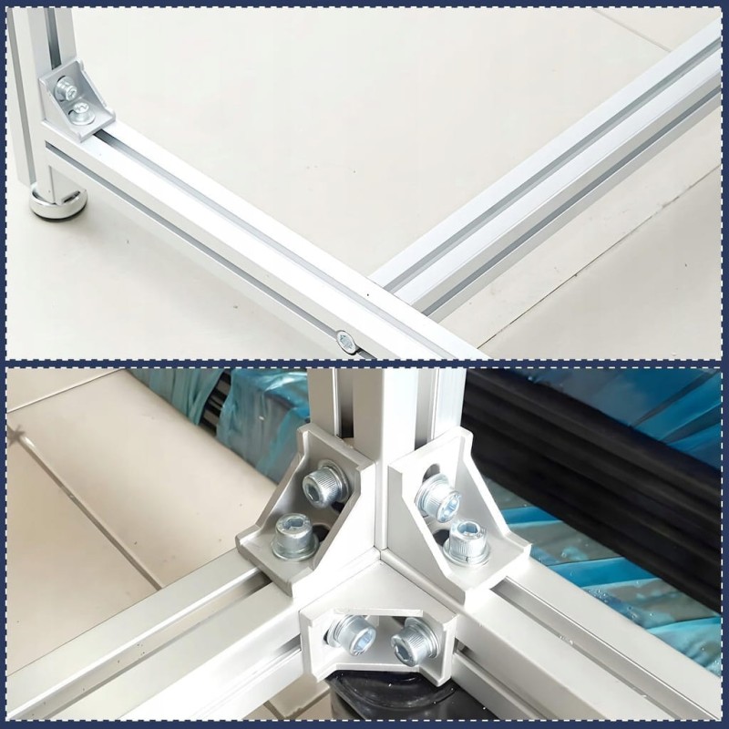 Aluminiowy uchwyt narożny 20x20 mm do profili 2020 – zestaw montażowy- Giak