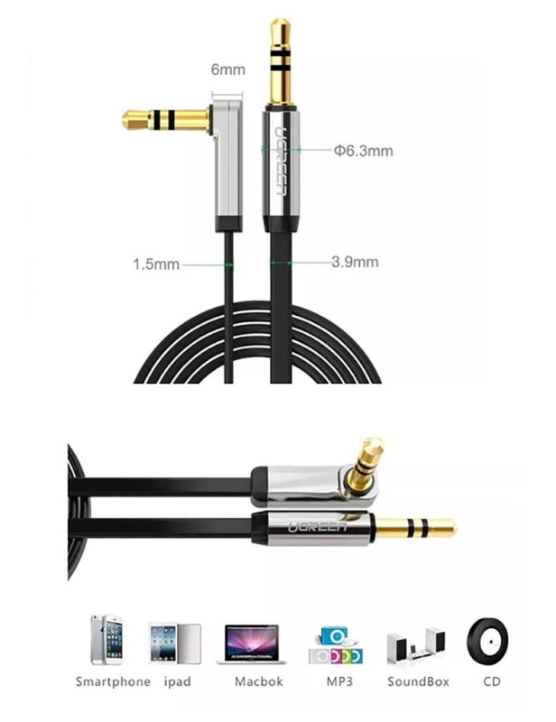 Kabel minijack Ugreen 10728 czarny 3m – przewód audio premium