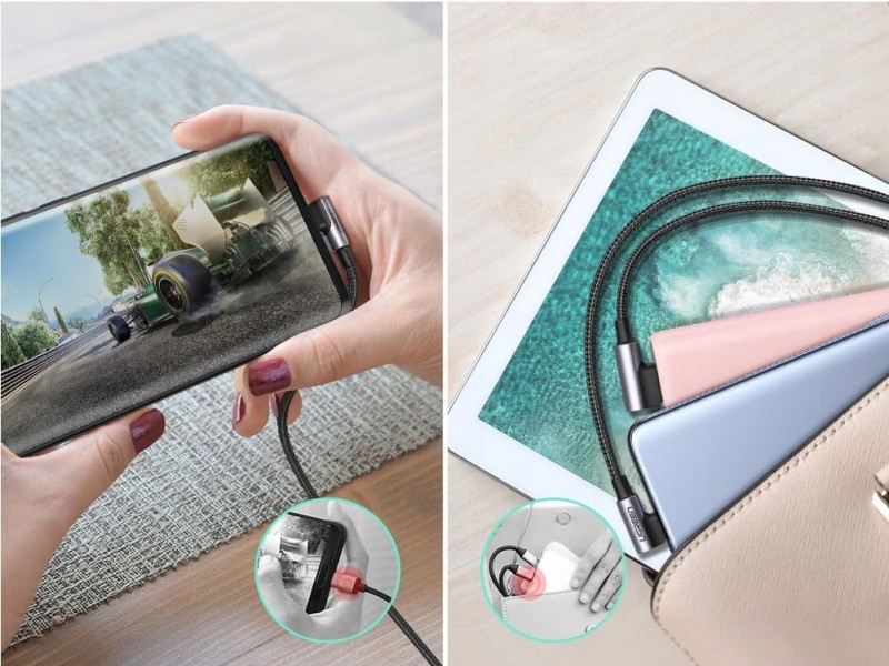 Ugreen kątowy kabel przewód USB - USB Typ C Quick Charge 3.0 QC3.0 3 A 1 m