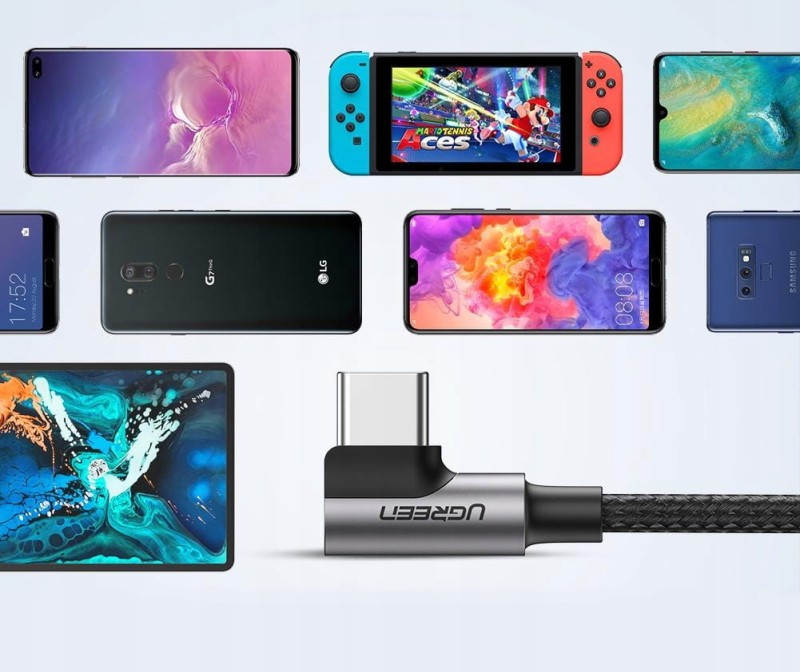 Ugreen kątowy kabel przewód USB - USB Typ C Quick Charge 3.0 QC3.0 3 A 1 m