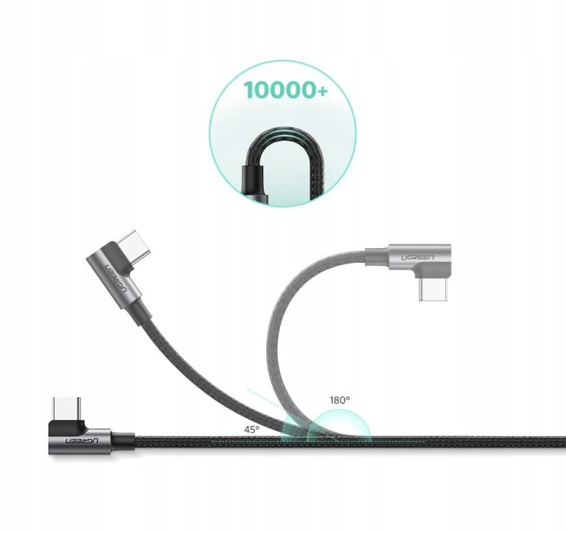 Ugreen kątowy kabel przewód USB - USB Typ C Quick Charge 3.0 QC3.0 3 A 1 m