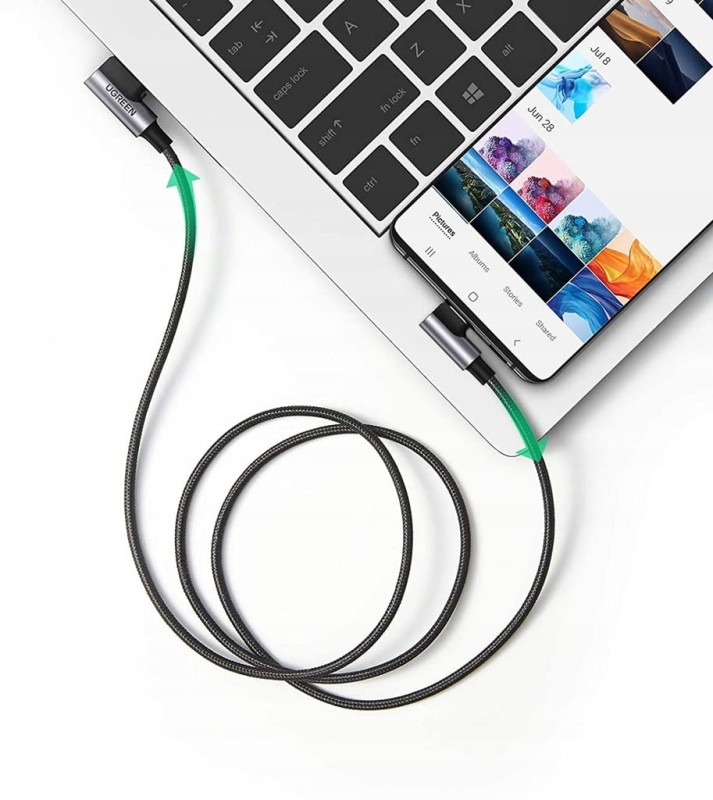 Ugreen kątowy kabel przewód USB - USB Typ C Quick Charge 3.0 QC3.0 3 A 1 m