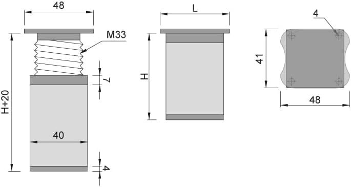 ATM Designerskie nóżki meblowe 100 mm czarny mat z regulacją (4 szt.)