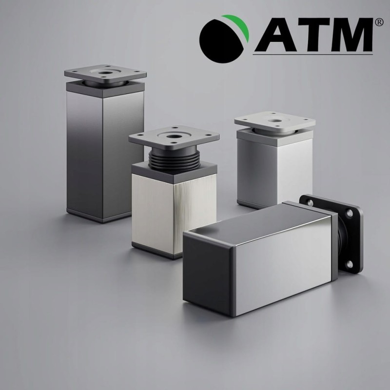 ATM Designerskie nóżki meblowe 100 mm czarny mat z regulacją (4 szt.)