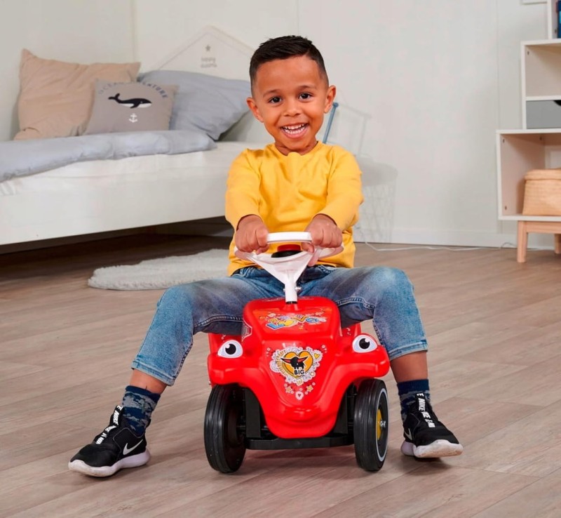 BIG Bobby Car LED z 4 trybami światła + szept ciche koła + naklejki retro