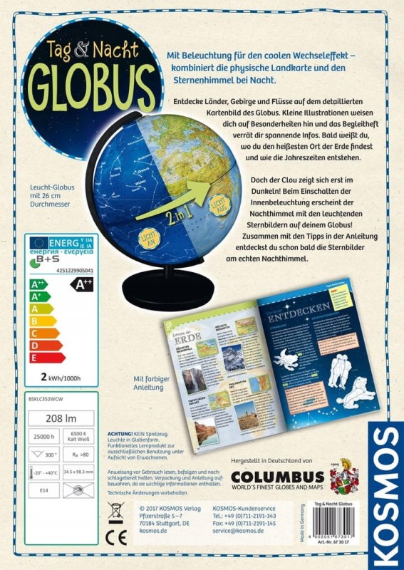 Kosmos 673017 Globus dziecięcy 26 cm z oświetleniem