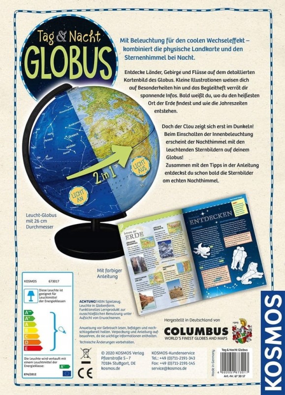 Kosmos 673017 Globus dziecięcy 26 cm z oświetleniem