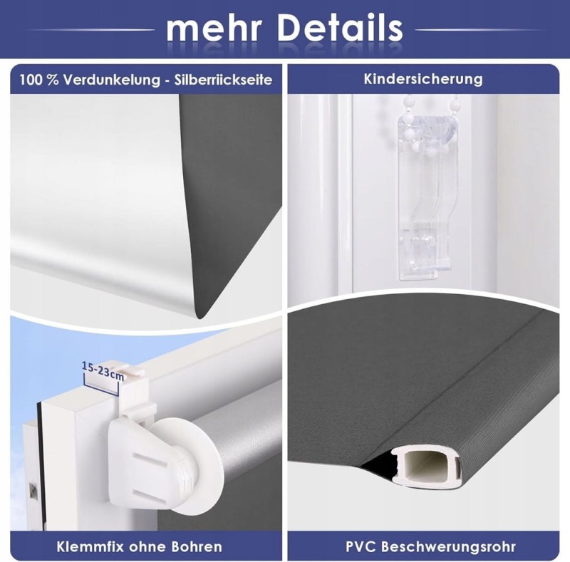 Roleta zaciemniająca termiczna bez wiercenia 45 × 130 cm – Smartdemo