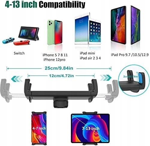 Uchwyt samochodowy do tabletu 4–13″ z metalową szyją 19,7″- Cuxwill
