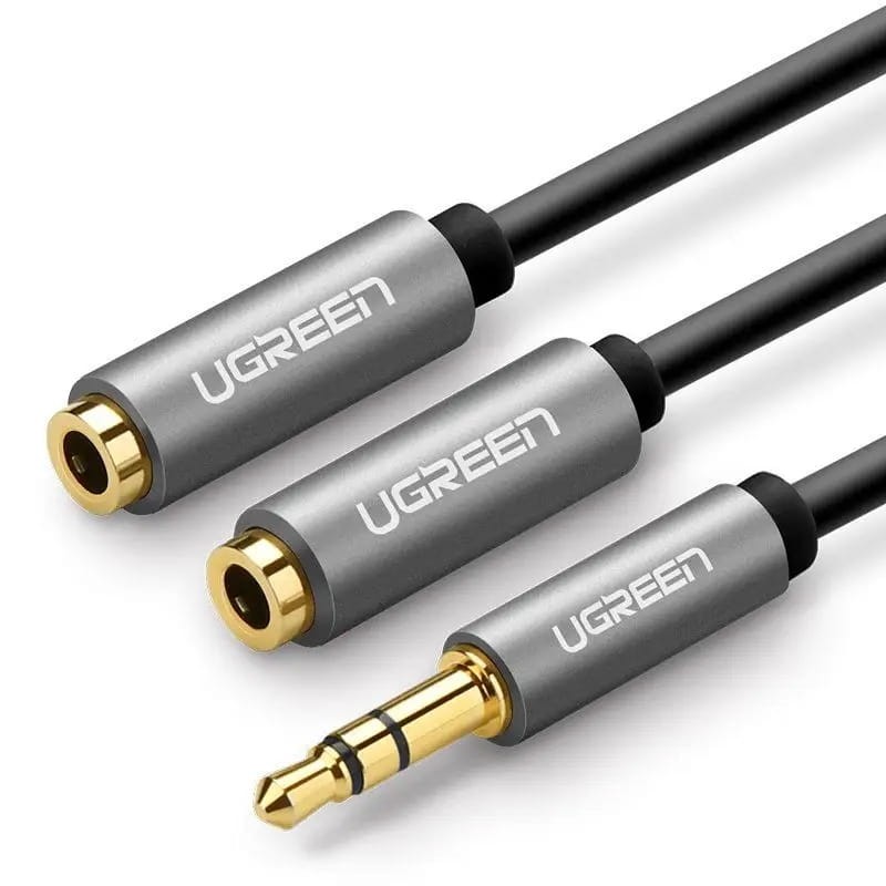 Kabel audio UGREEN AV123 mini jack 3,5 mm – 2× mini jack 0,2 m