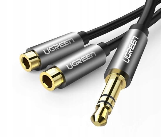 Kabel audio UGREEN AV123 mini jack 3,5 mm – 2× mini jack 0,2 m