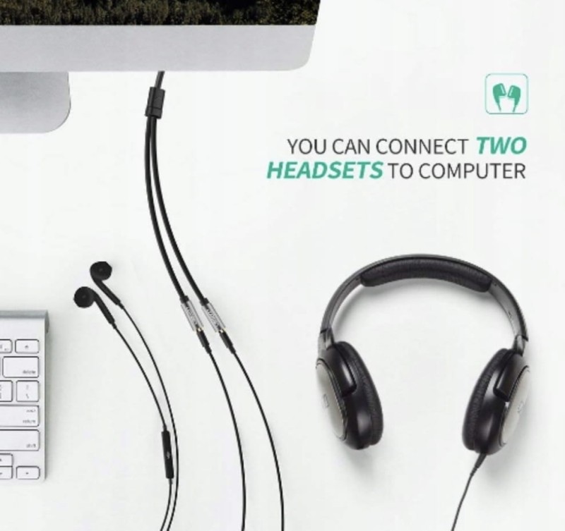 Kabel audio UGREEN AV123 mini jack 3,5 mm – 2× mini jack 0,2 m