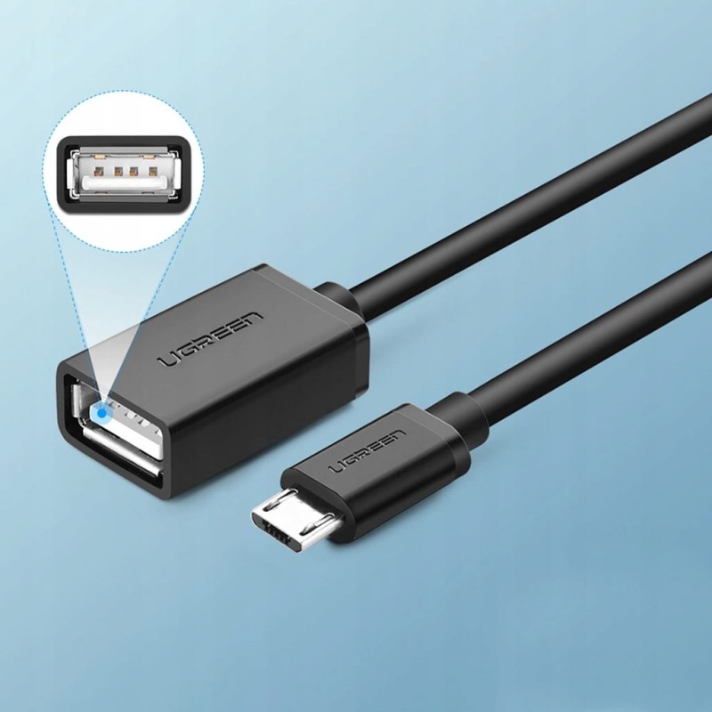Kabel UGREEN US133 10396 micro USB (męski) do USB-A (żeński) OTG 0,15 m