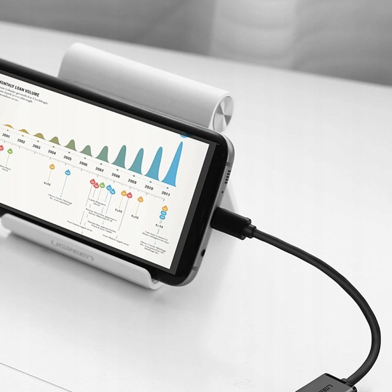 Kabel UGREEN US133 10396 micro USB (męski) do USB-A (żeński) OTG 0,15 m