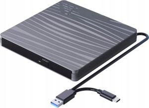 QDSYLQ Zewnętrzny napęd CD/DVD USB-C USB 3.0- nagrywarka i odtwarzacz