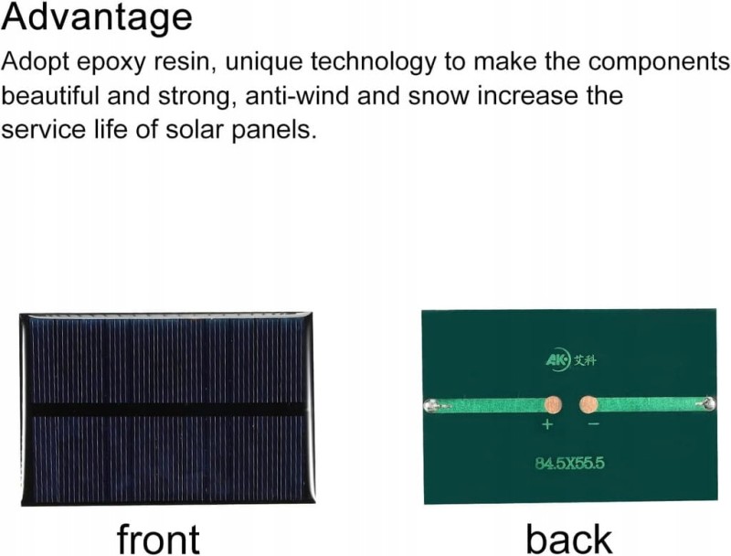 Mini panel słoneczny 5,5V 0,66W 120mA – zestaw 2 szt.- Sourcing Map