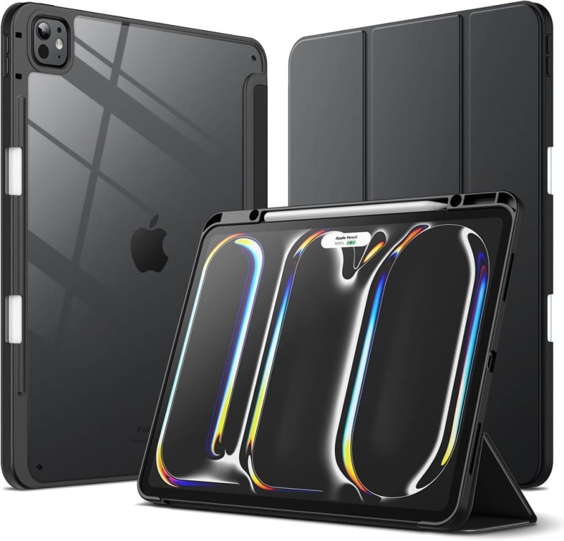 JETech etui do iPad Pro 13" M5/M4 (2025/2024)– czarne, przezroczyste plecki