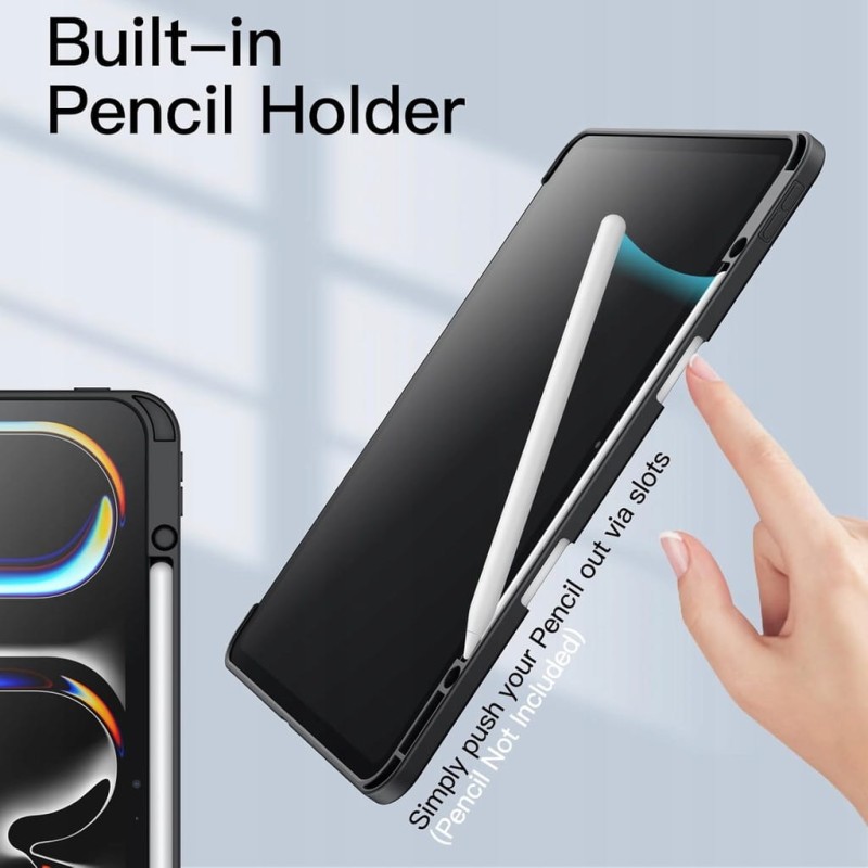 JETech etui do iPad Pro 13" M5/M4 (2025/2024)– czarne, przezroczyste plecki