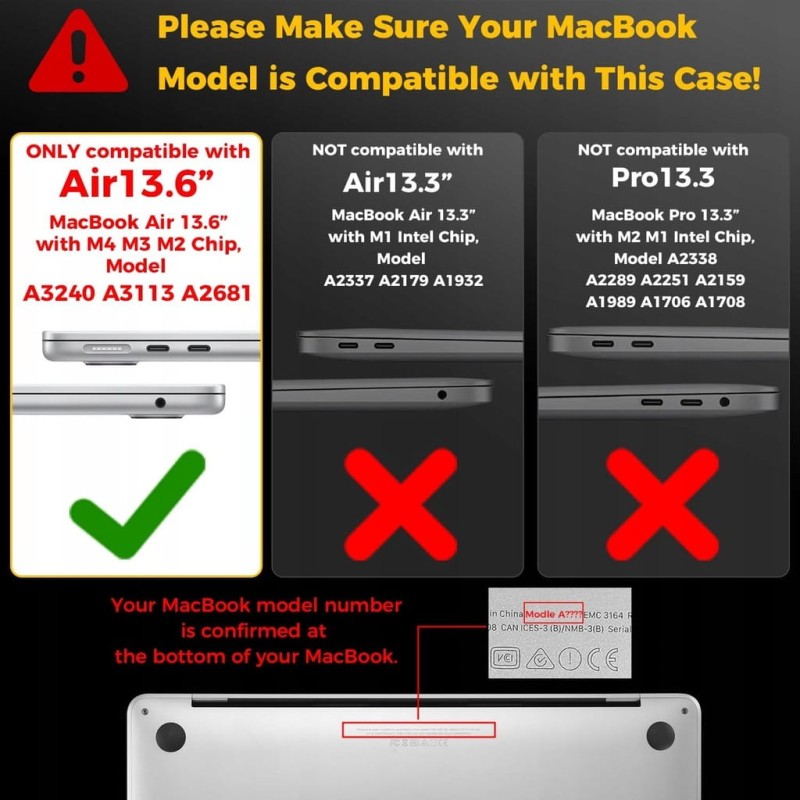 EooCoo przezroczysta obudowa do MacBook Air 13,6" M2/M3 22/24) z motylami