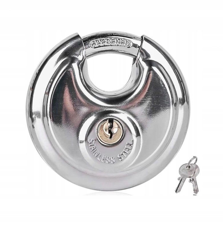Kłódka jarzmowa 70 mm – stal nierdzewna 304, szekla 9,5 mm, na klucz