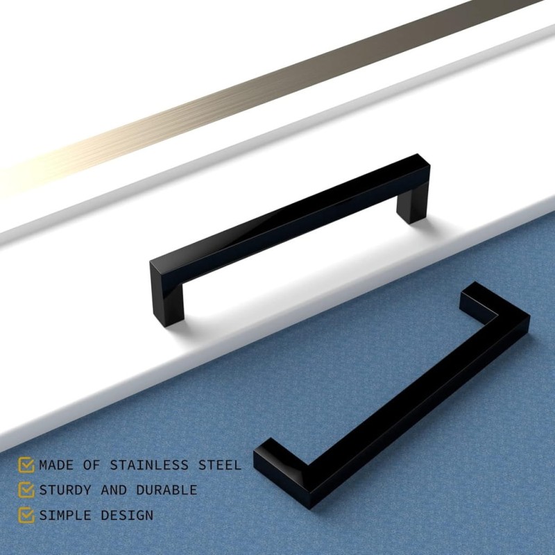 LONTAN 2x Uchwyty do szafek kuchennych 140 mm, rozstaw 128 mm – czarne