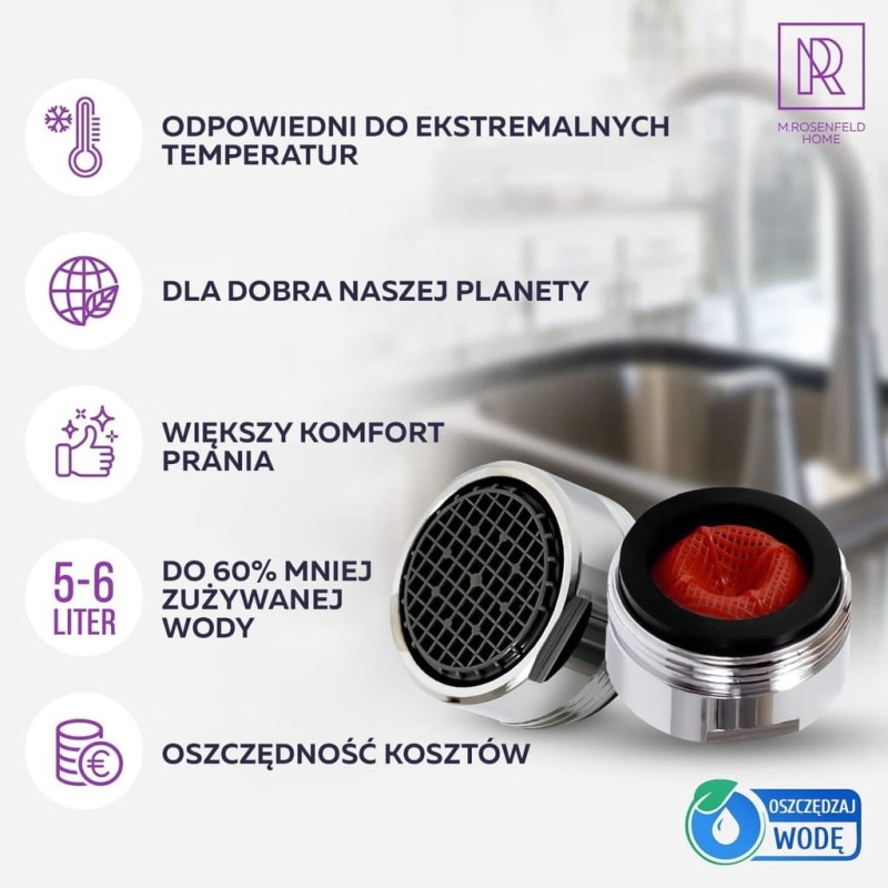 2 × Perlator M24 5 l/min – regulator przepływu wody z filtrem antywapiennym